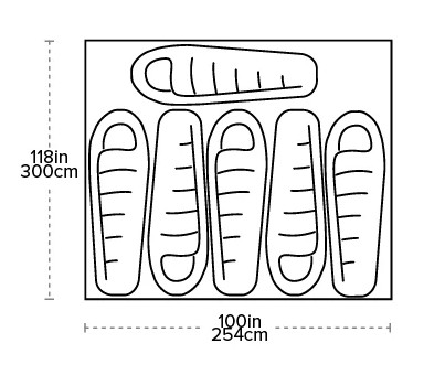 6-person tent layout